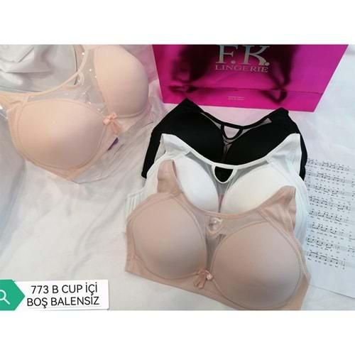 F.K 773 Bayan Önü Tül Detaylı Saten Doku Toparlayıcı Sütyen 80-95