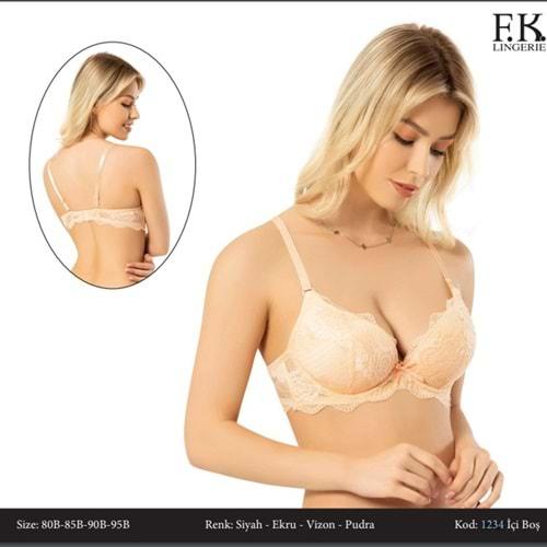 F.K 1234 Bayan B Kalıp Yarı Destekli Süngerli Sütyen 75 -90