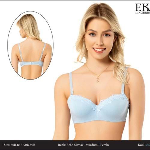 F.K 436 Bayan B Kalıp Yarı Dantelli Destekli Süngerli Sütyen 75 -90