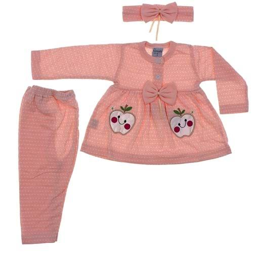 Tomofil 923 Kız Çocuk Jakarlı Elmalı Nakışlı Takım 1-2 Yaş