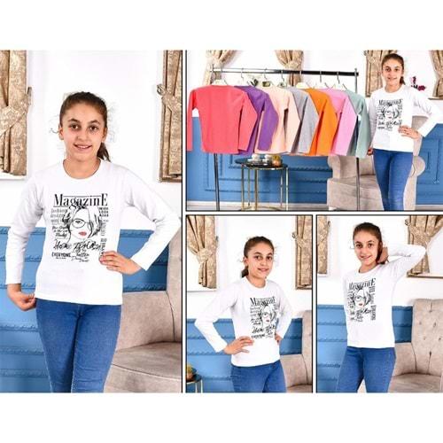Kardeşler Lıfe Kız Çocuk Penye Magazine Kız Baskılı Uzun Kol Badi 3-7 Yaş
