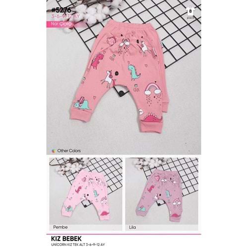 Kardelya 5276 Kız Bebe Unicorn Desenli Penye 8 Li Tek Alt 3-6-9-12 Ay