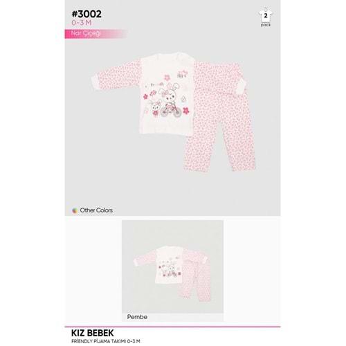 Kardelya 3002 Bebe Friendly Baskılı 2 li Pijama Takım 0-3 Ay