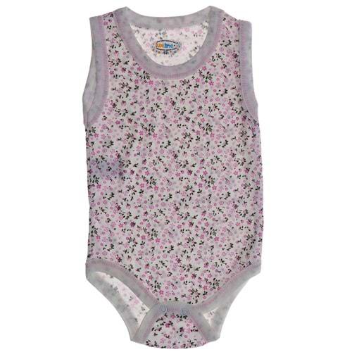 Luxeline Bebe Empirme Çiçek Baskılı Sıfır Kol Çıtçıtlı Badi 2-3-4 Yaş