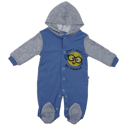 B&B Burber 2037 Bebe Emoji Nakışlı Penye Tulum 3-6-9 Ay