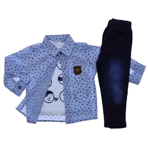 Beboys Erkek 1076 Erkek Çıtır Desenli 3 Lü Takım 1-3 Yaş