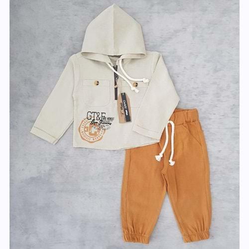 Canöz 2962 Erkek Çocuk Kapşonlu Gömlekli 2 Li Takım 1-4 Yaş