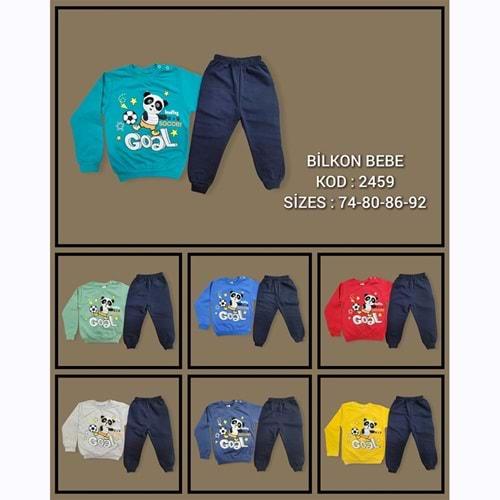 Bilkon Baby 2459 Erkek Çocuk Penye Panda Oyuncaklı 2 İp Takım 9-24 Ay