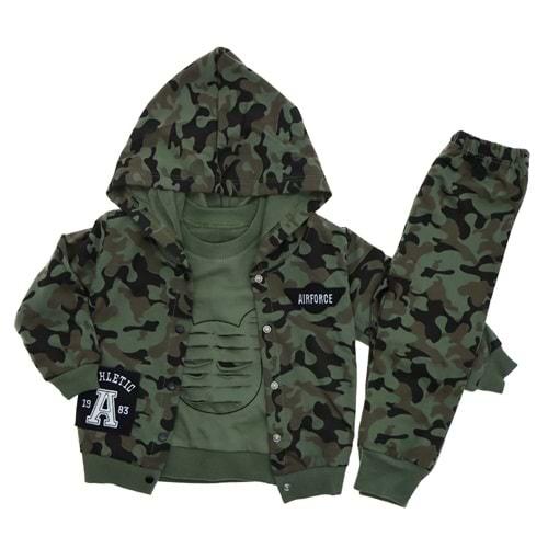 Elci 3104 Erkek Çocuk Penye Kamuflaj 3 Lü Takım 1-3 Yaş