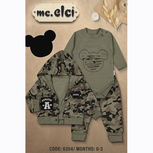Elci 6354 Erkek Bebe Penye Badili Kamuflaj 3 Lü Takım 0-3 Ay