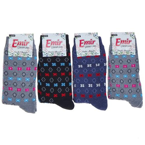 Emir Bayan Likralı Desenli Havlu Soket Çorap