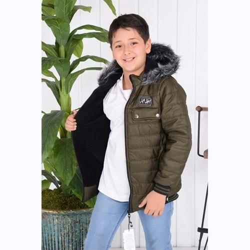Twix Kids 8550 Erkek Çocuk Kapaklı Torlu Kapitone Mont 7-10 Yaş