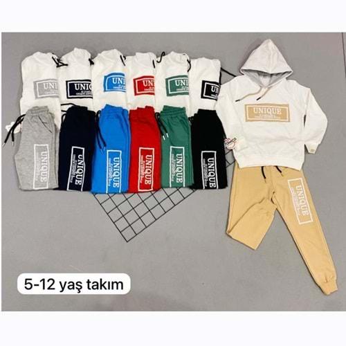 Tomıco 720122 Çocuk Penye UnıQue Baskılı Kapşonlu Takım 9-12 Yaş