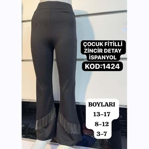 Yılmazcan 1424-1 Kız Çocuk Fitilli İspanyol Paça Zincirli Tayt 8-12 Yaş