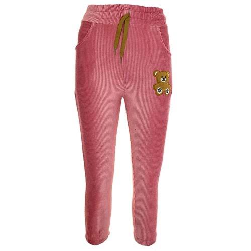 Tonbix 1261 Çocuk Kadife Fitilli Ayıcık Nakışlı Pantolon 8-12 Yaş
