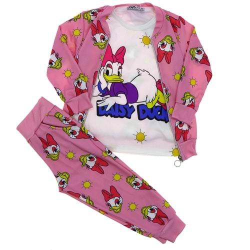 Zara Tintini Kids Kız Çocuk Penye Daisy Duck Desenli Fermuarlı 3 Lü Takım 3-10 Yaş