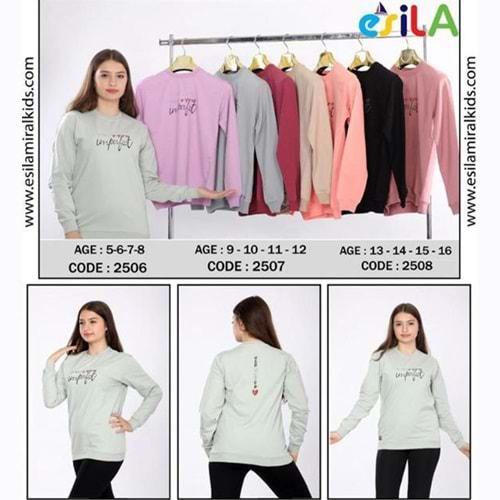 Esila 2507 Kız Çocuk Penye İmperfect Bas Sweat 9-12 Yaş