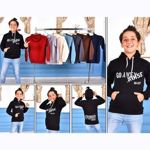 Kardeşler Lıfe Erkek Çocuk 3 İplik Kapşonlu Go Awey Noıse Sweat 5-8 Yaş