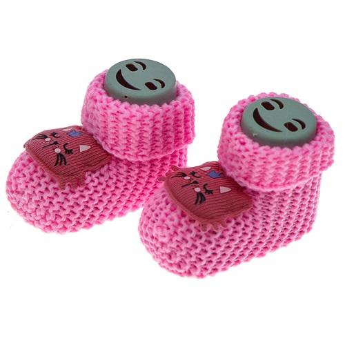 Gogo Bici 5043 Bebe Peluş Uyuyan Kedili Örgü Patik 0-3 Ay