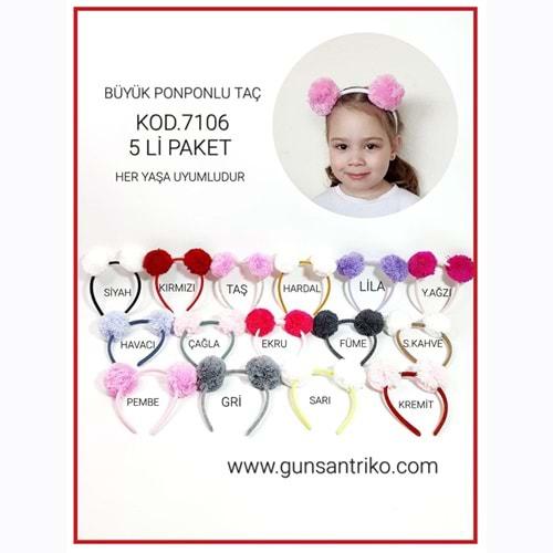 Gogo Bici 7106 Kız Çocuk Büyük Ponponlu Taç 5 Li
