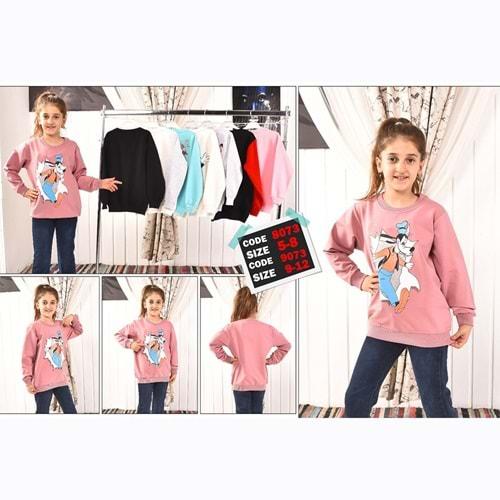 Zara 8073 Kız Çocuk 2 İp Goofy Baskılı Sıfır Yaka Sweat 5-8 Yaş