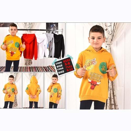 Zara 6151 Erkek Çocuk 2 İp Penye Lakers Baskılı Kapşonlu Sweat 5-8 Yaş