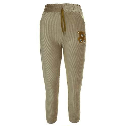 Tonbix 1263 Kız Çocuk Kadife Fitilli Ayıcık Nakışlı Pantolon 6-10 Yaş