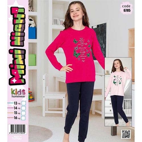 Mini Night 6785 Kız Çocuk Penye İnterlok Pijama Takımı 13-16 Yaş