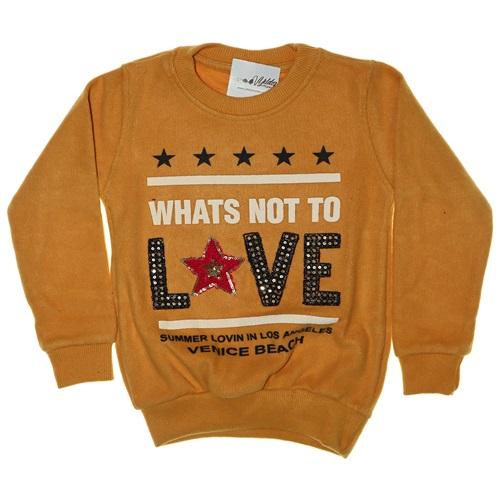 3009 Love Yıldız Baskılı Selanik Kız Sweatshirt 9-12 Yaş