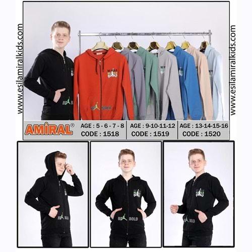 Amiral 1520 Erkek Çocuk Be Bold Baskılı Fermuar Kapşonlu Sweat 13-16 Yaş