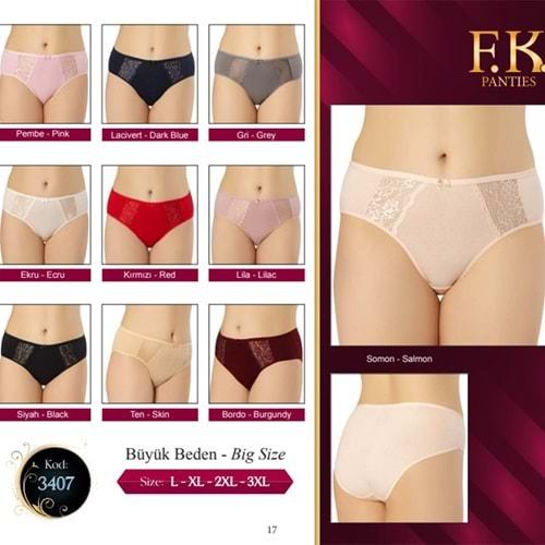 F-K 3407 Bayan Penye Dantel Detaylı Külot