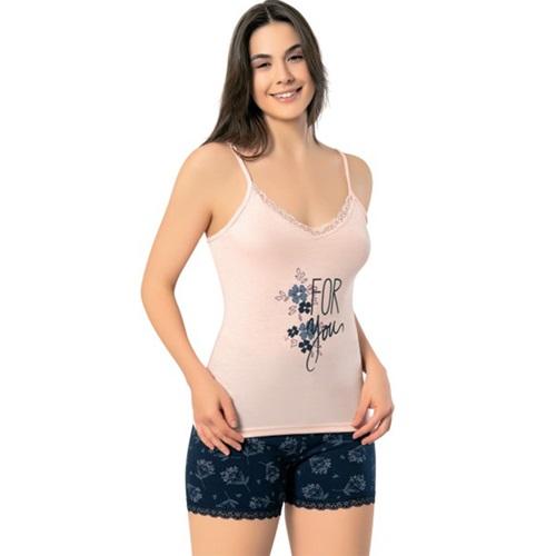 Kota 7000 -45 Bayan İp Askılı Güpürlü Baskılı Şortlu Takım