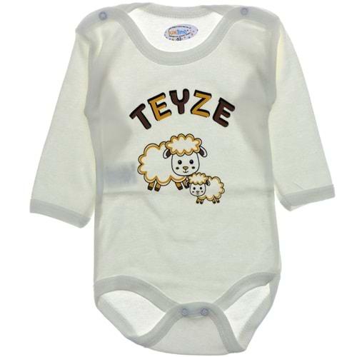 Lüxeline 4000 Bebe Teyze Baskılı Uzun Kol Çıtçıtlı Badi 3-6-9 Ay