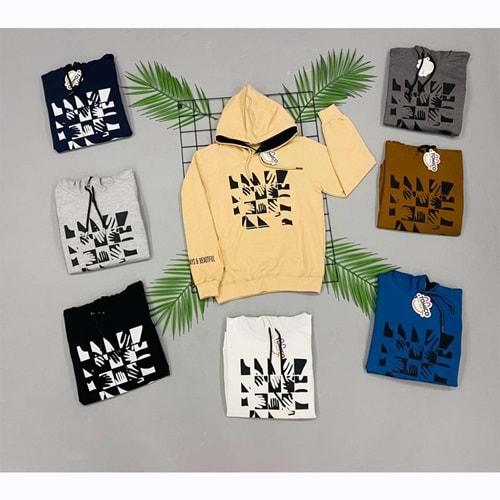 Tomıco 730512 Erkek Çocuk Penye El Baskılı Ges Kapşonlu Sweat 13-16 Yaş