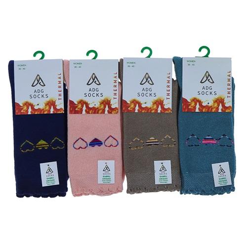 Adg Bayan Bambu Dikişsiz Likralı Termal Havlu Soket Çorap - Karışık Renk