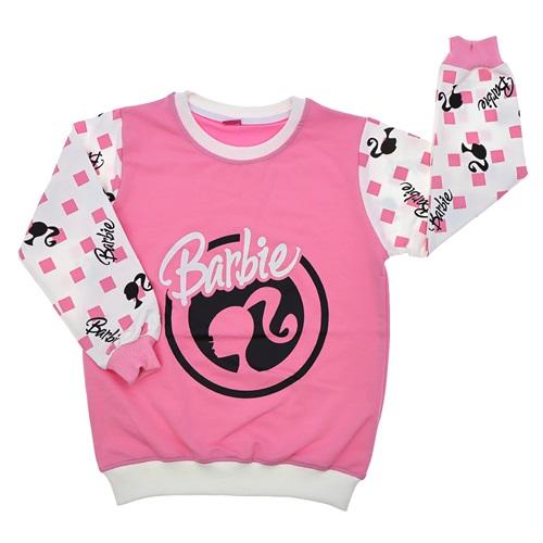 Barbie 9099 Kız Çocuk Penye Barbie Baskılı Sıfır Yaka Sweat-9-12 Yaş