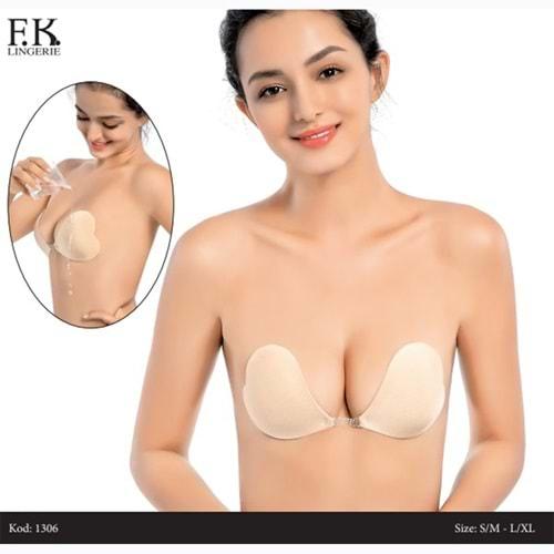 F.K 1306 Bayan Desteksiz Balensiz Mikrofiber Askısız Kalpli Straplez Mucize Silikonlu Sütyen