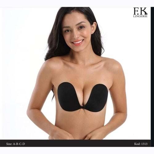 F.K 1313 Bayan Çift Dolgulu Balensiz Mikrofiber Askısız Straplez Silikonlu Sütyen