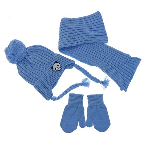 Tidi 1005 Erkek Çocuk Ayı Armalı Düz Yün Bere 3 Lü Takım 1-4 Yaş