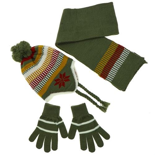 Kdm 1204 Erkek Çocuk Desenli Yün Bere 3 Lü Takım 8-12 Yaş