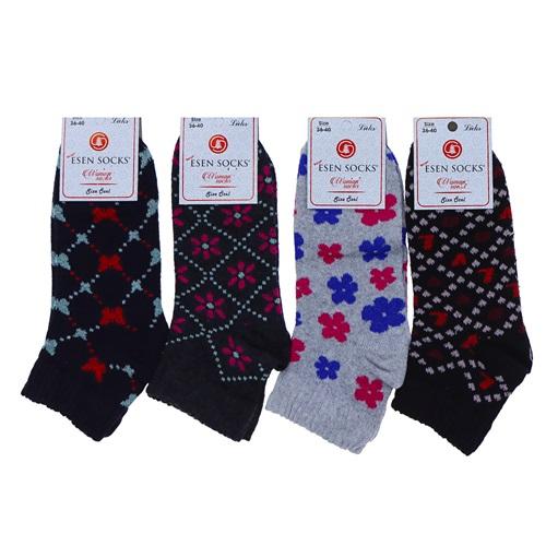 Esen 9237 Bayan Bilgisayarlı Desenli Likralı Rejenere Patik Çorap