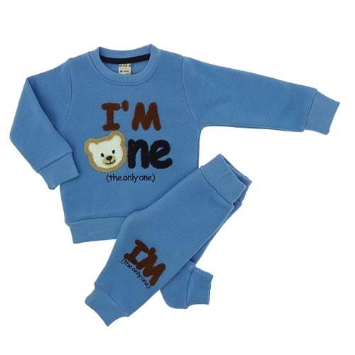 Minikçe 6212 Bebe I M Ayıcık Nakışlı 3 İp Sıfır Yaka Takım 6-24 Ay