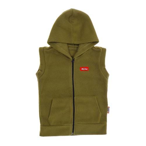 Elsi 5001-Erkek Çocuk Aksesurlı Kapşonlu Polar Yelek 9-12 Yaş