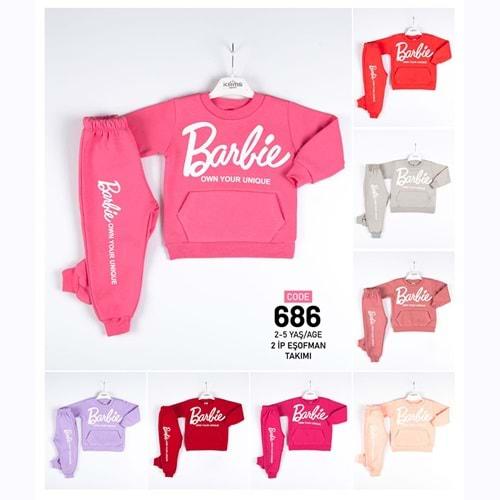 Krms 686 Kız Çocuk 2 İp Barbie Own Baskılı Takım 2-5 Yaş