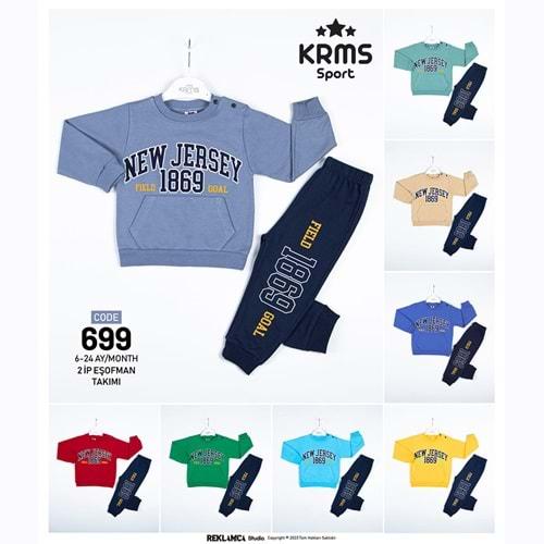 KRMS 699 Erkek Bebe 2 İp New Jersey Baskılı Takım 06-24 Ay