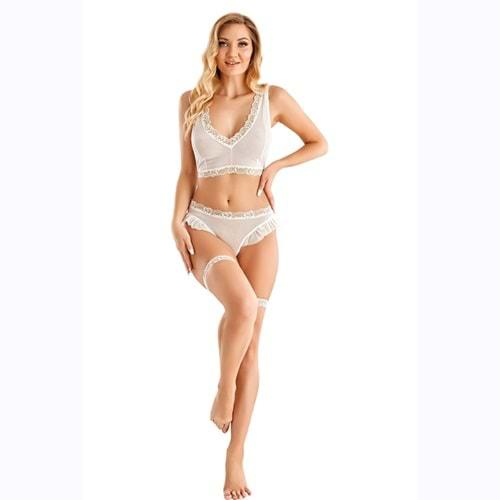 Lily Bicnca 279 Bayan Fantazi Dantelli Tül Jartiyerli Takım Gecelik