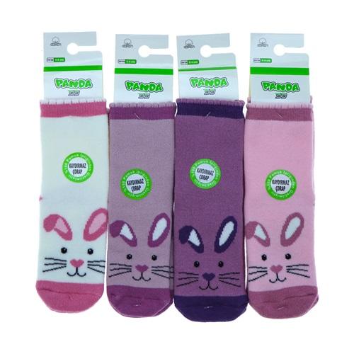 Panda P07 Kız Çocuk Kaydırmaz Abs Tabanlı Desenli Yıkamalı Havlu Soket Çorap