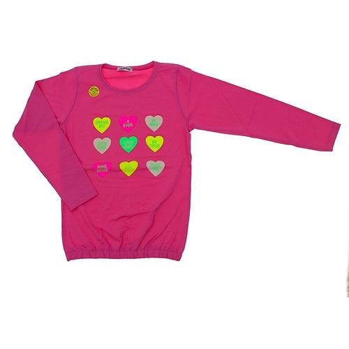 BTS 5023 Kız Çocuk Kabartma Kalp Bas Eteği Lastikli U Kol Lyc Penye Badi 9-12 Yaş