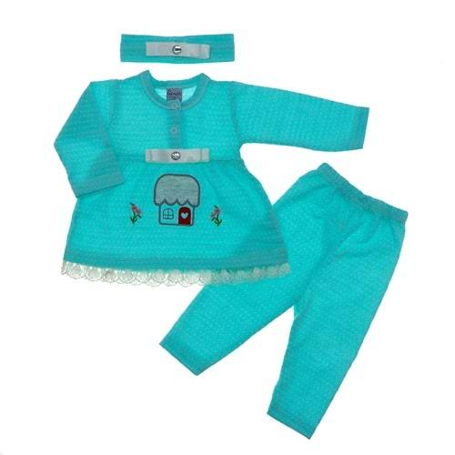 Tomofil 884 Ev Nakışlı Saç Bantlı Kız Çocuk Takım 1-2 Yaş