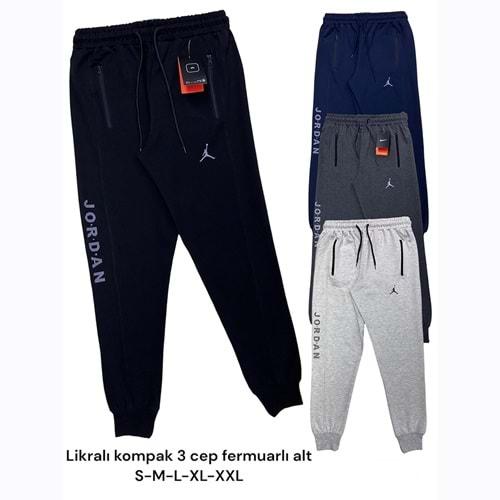 SRT 2075 Erkek Basketbolcu Jordan Baskılı Ribanalı Kompak Penye Eşofman Alt S-XXL